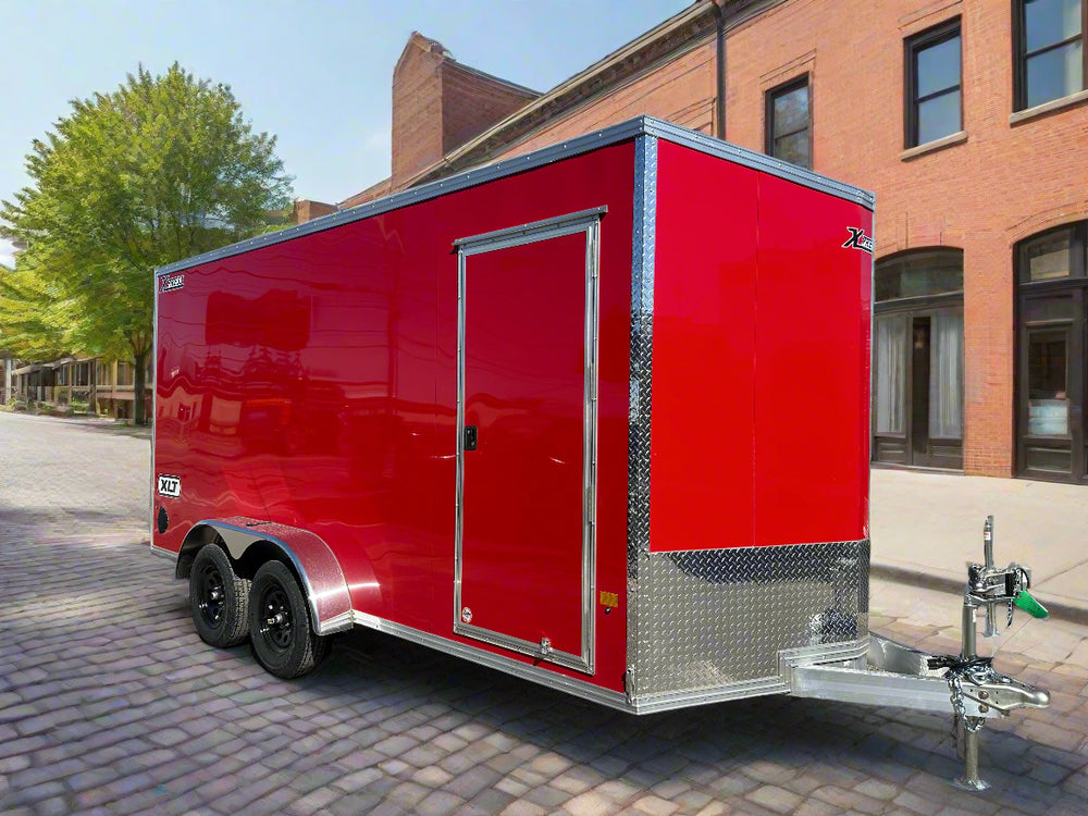 Enclosed Aluminum Cargo Trailer 7’x16′ RED RAMP Alcom Xpress XLT Series