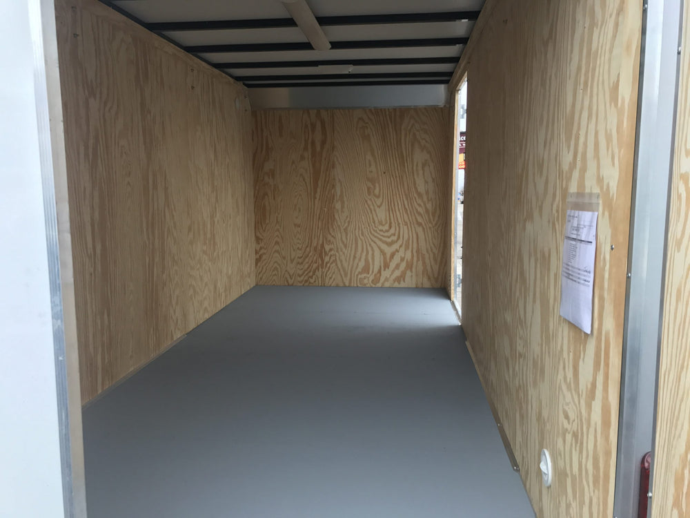 Enclosed Contractor Trailer 7'x16' White BARN CarMate 110v Light 12"up Car Mate Trailers