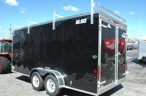 Enclosed Contractor Trailer 7'x16' BLACK Barn Door Car Mate Trailer Car Mate Trailers