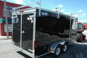 Enclosed Contractor Trailer 7'x16' BLACK Barn Door Car Mate Trailer Car Mate Trailers
