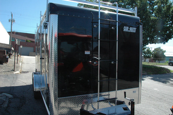 Enclosed Contractor Trailer 7'x16' BLACK Barn Door Car Mate Trailer Car Mate Trailers