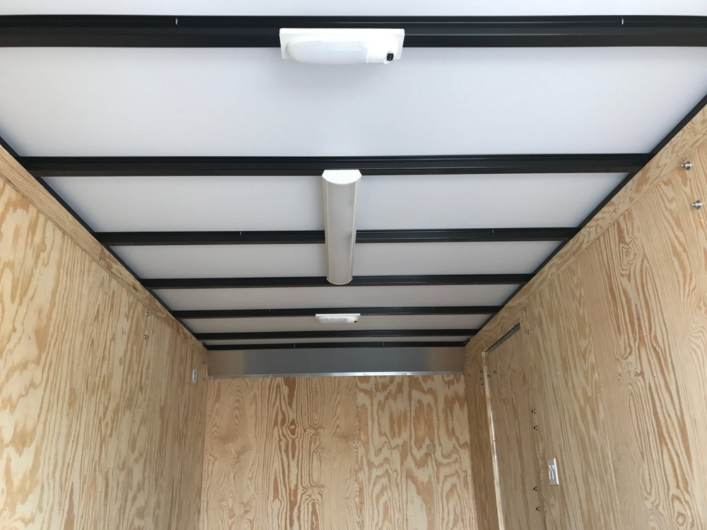Enclosed Contractor Trailer 7'x16' BLACK Barn Door Car Mate Trailer Car Mate Trailers