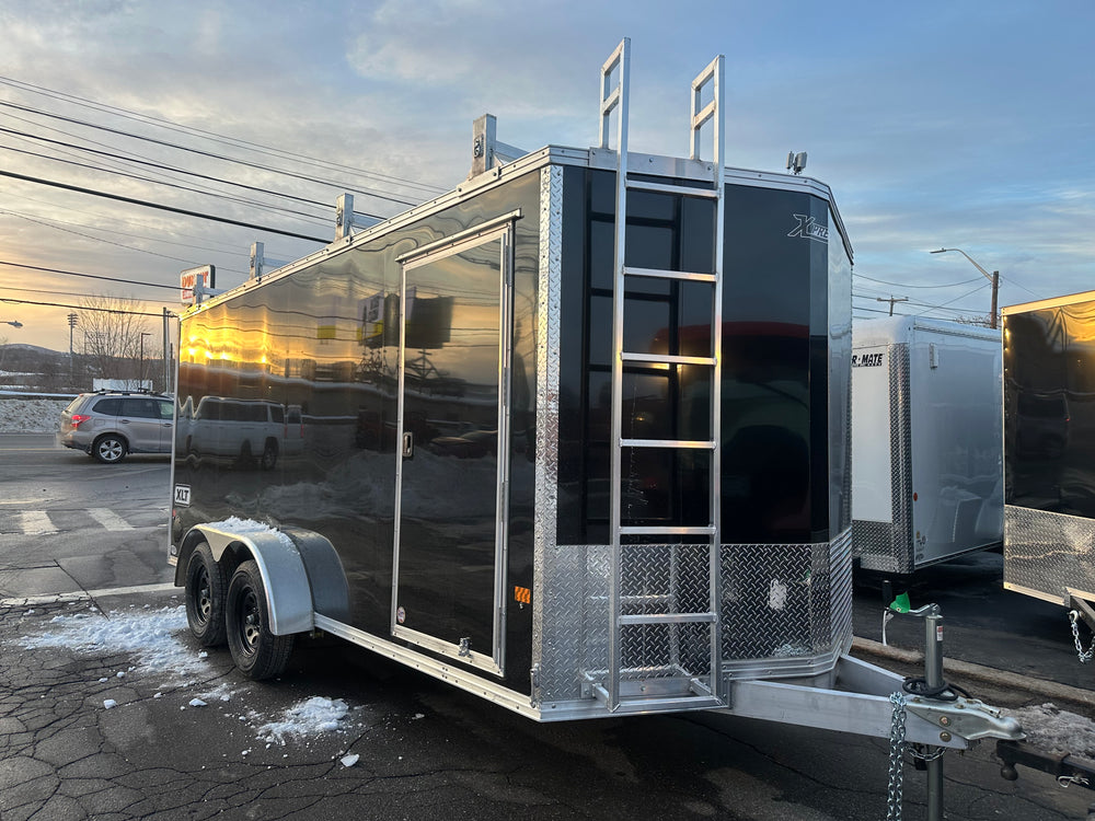 Enclosed Aluminum Cargo Trailer 7'x16' BLACK RAMP Contractor Alcom Xpress XLT Series