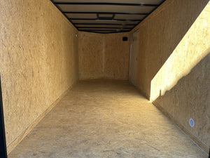 Enclosed Cargo Trailer 7x16+2'V White Barn Door Covered Wagon Covered Wagon Trailers