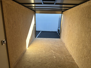 Enclosed Cargo Trailer 7x16+2'V White Barn Door Covered Wagon Covered Wagon Trailers