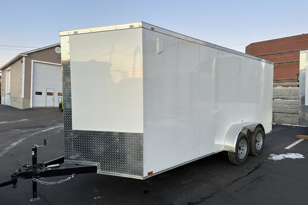 Panther Cargo Trailer 7'x16' Ramp Door Dual Axle Trailer Black Panther Cargo Trailers