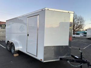 Panther Cargo Trailer 7'x16' Ramp Door Dual Axle Trailer Black Panther Cargo Trailers