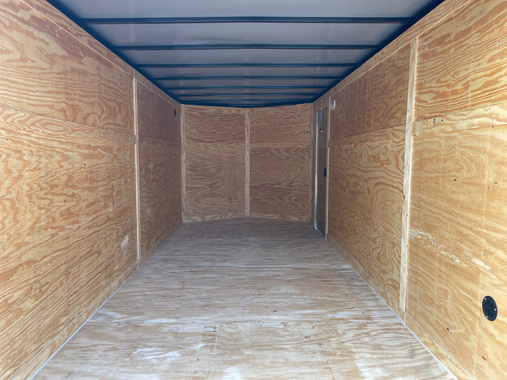 Panther Cargo Trailer 7'x16' Ramp Door Dual Axle Trailer Black Panther Cargo Trailers