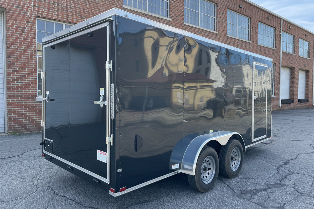 Panther Cargo Trailer 7'x16' Ramp Door Dual Axle Trailer Black Panther Cargo Trailers