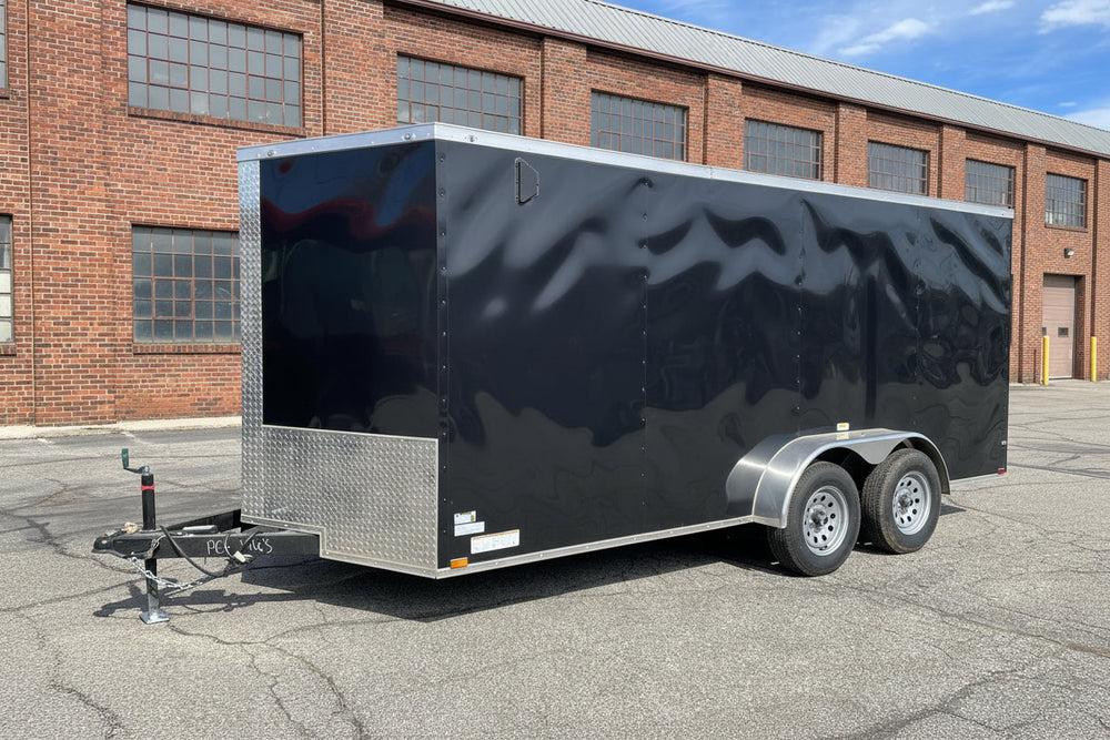 Panther Cargo Trailer 7'x16' Ramp Door Dual Axle Trailer Black Panther Cargo Trailers