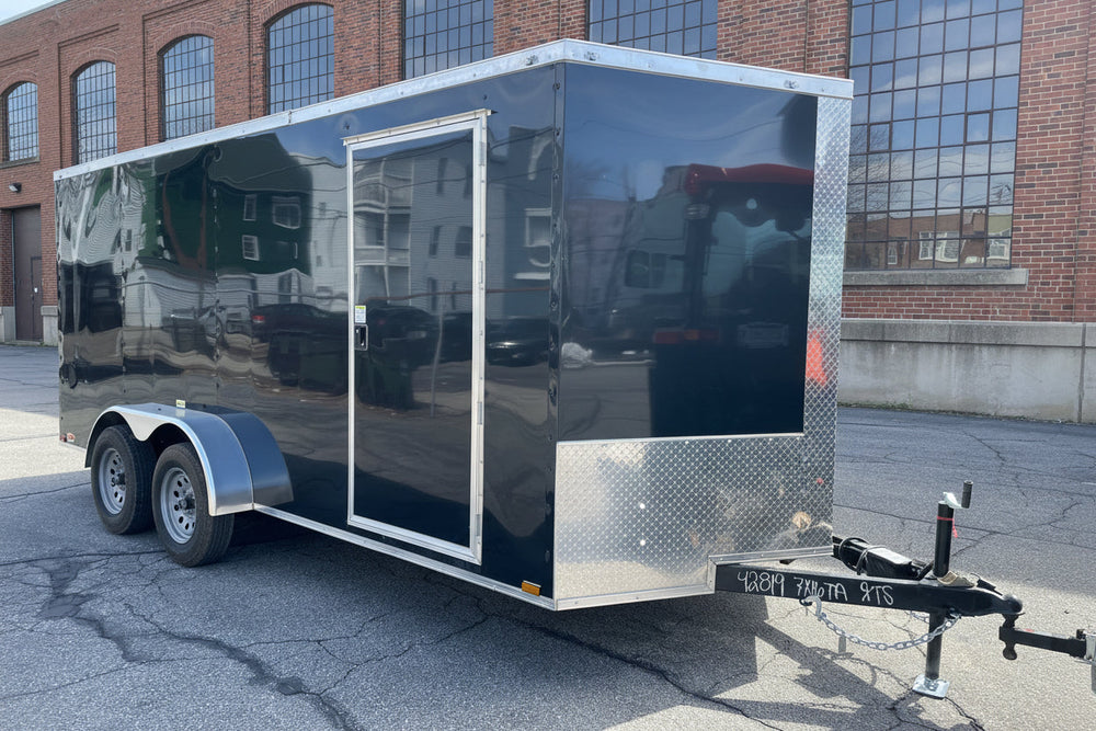 Panther Cargo Trailer 7'x16' Ramp Door Dual Axle Trailer Black Panther Cargo Trailers