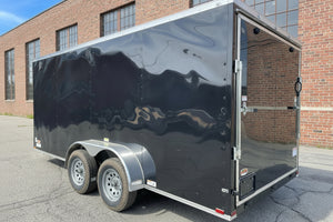 Panther Cargo Trailer 7'x16' Ramp Door Dual Axle Trailer Black Panther Cargo Trailers