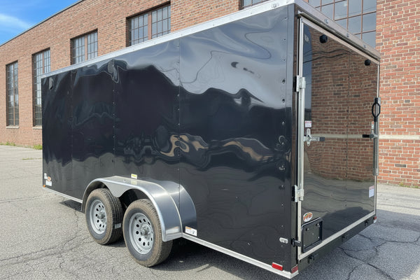 Panther Cargo Trailer 7'x16' Ramp Door Dual Axle Trailer Black Panther Cargo Trailers
