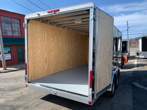 Enclosed Cargo Trailer 7'x16' Black Barn Door Car Mate 6'6" Interior Car Mate Trailers