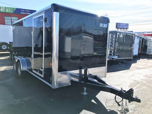 Enclosed Cargo Trailer 7'x16' BLACK RAMP Car Mate Custom 6" up XT Car Mate Trailers