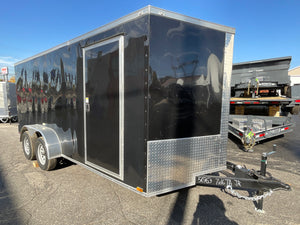 Panther Cargo Trailer 7'x18' Black Ramp Door Dual Axle