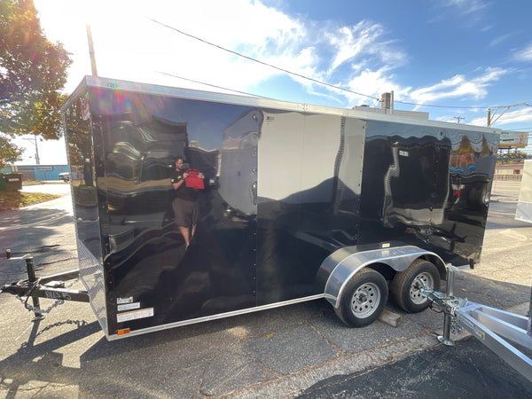 Panther Cargo Trailer 7'x18' Black Ramp Door Dual Axle
