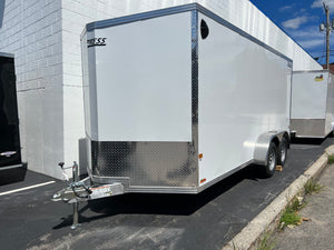 Enclosed Aluminum Cargo Trailer 7'x16' White Ramp Alcom Xpress XLT Pro 9" Additional Height High Country Trailers