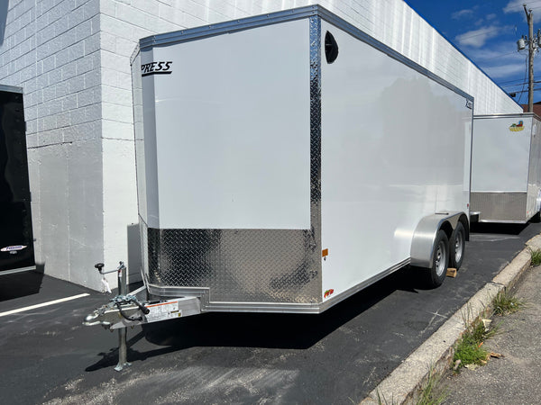 Enclosed Aluminum Cargo Trailer 7'x16' White Ramp Alcom Xpress XLT Pro 9" Additional Height High Country Trailers