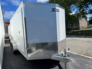 Enclosed Aluminum Cargo Trailer 7'x16' White Ramp Alcom Xpress XLT Pro 9" Additional Height High Country Trailers