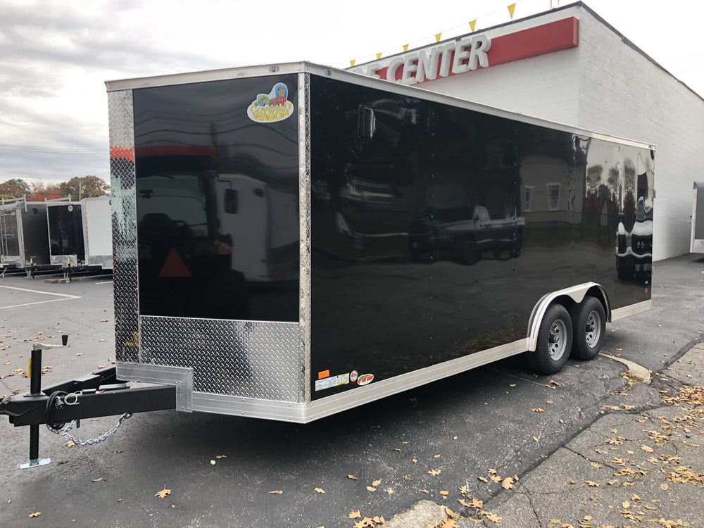 Covered Wagon Enclosed Car Hauler Trailer 8.5'x18'+2'V BLACK