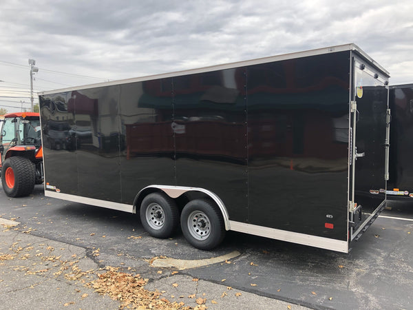 Covered Wagon Enclosed Car Hauler Trailer 8.5'x18'+2'V BLACK