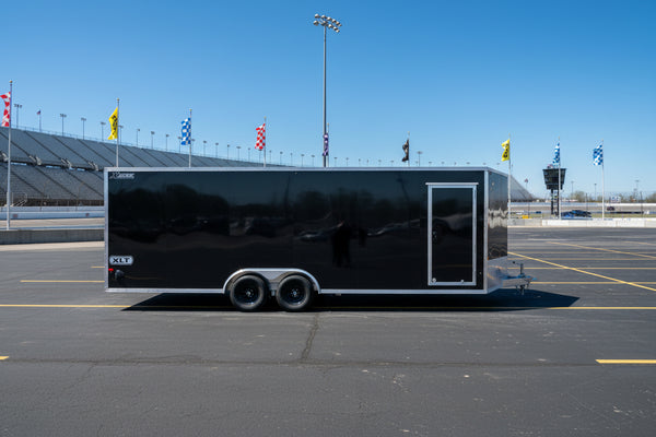 Enclosed Car Hauler Trailer 8.5'x20' V-Nose Black Ramp High Country Aluminum High Country Trailers