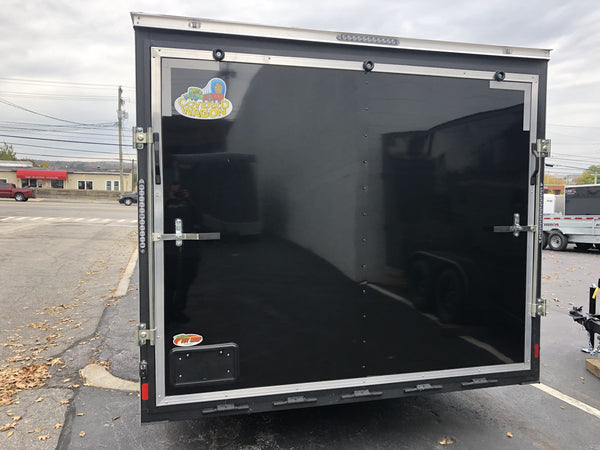 Covered Wagon Enclosed Car Hauler Trailer 8.5'x18'+2'V BLACK