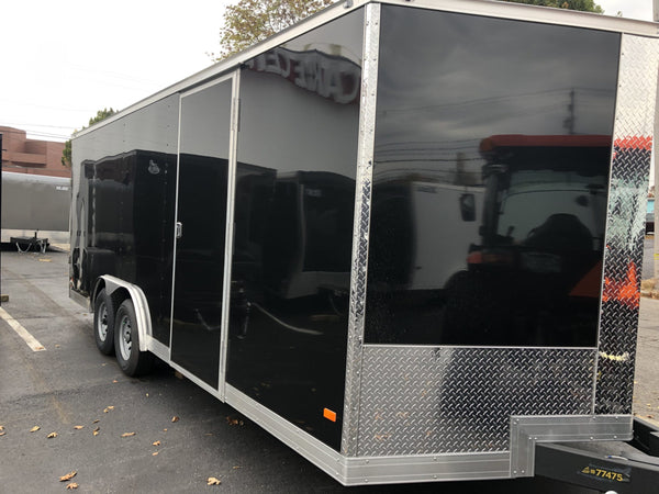 Covered Wagon Enclosed Car Hauler Trailer 8.5'x18'+2'V BLACK