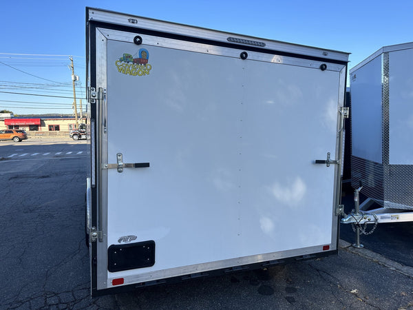 Enclosed Car Hauler 8.5'x20'+2'V WHITE 7000 GVWR Covered Wagon Covered Wagon Trailers