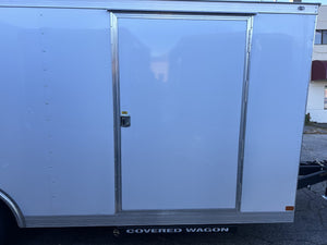 Enclosed Car Hauler 8.5'x20'+2'V WHITE 7000 GVWR Covered Wagon Covered Wagon Trailers