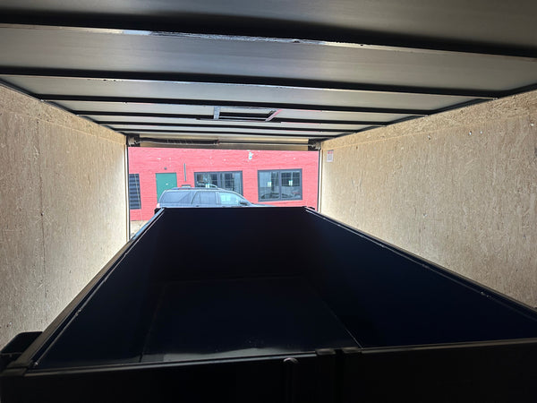 Enclosed Car Hauler Trailer 8.5'x16'+2'V Black Covered Wagon Covered Wagon Trailers