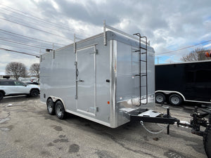 Enclosed Trailer 8.5'x16' Silver Car Mate Contractor 9990 gvwr extra height Car Mate Trailers