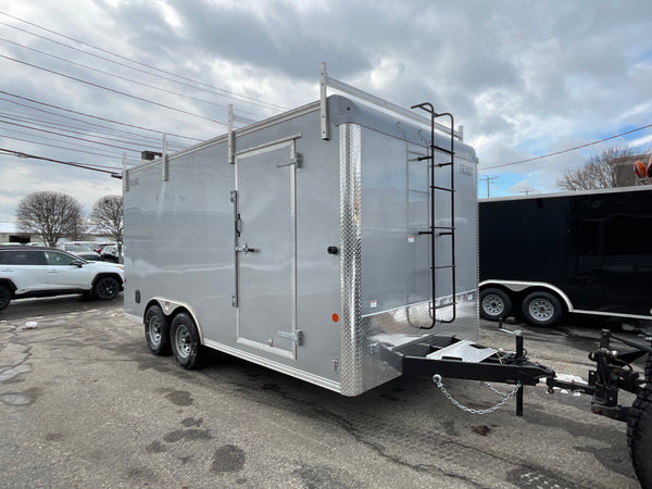 Enclosed Trailer 8.5'x16' Silver Car Mate Contractor 9990 gvwr extra height Car Mate Trailers