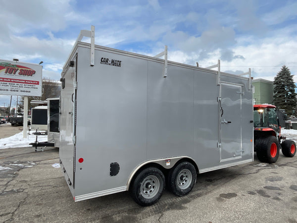 Enclosed Trailer 8.5'x16' Silver Car Mate Contractor 9990 gvwr extra height Car Mate Trailers