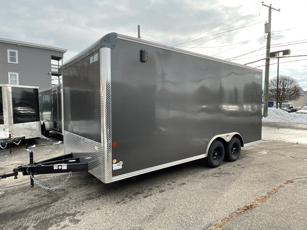 Enclosed Car Hauler Trailer 8.5'x18' Charcoal Car Mate Custom 7' Interior Height