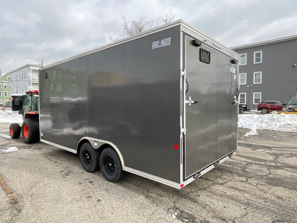 Enclosed Car Hauler Trailer 8.5'x18' Charcoal Car Mate Custom 7' Interior Height Car Mate Trailers