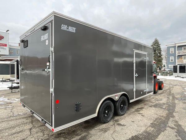 Enclosed Car Hauler Trailer 8.5'x18' Charcoal Car Mate Custom 7' Interior Height Car Mate Trailers