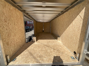 Enclosed Car Hauler Trailer 8.5'x20' V-Nose Silver Ramp Durabull Aluminum 9990 GVWR Elite Escape Door DuraBull Trailers