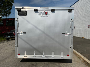 Enclosed Car Hauler Trailer 8.5'x20' V-Nose Silver Ramp Durabull Aluminum 9990 GVWR Elite Escape Door DuraBull Trailers