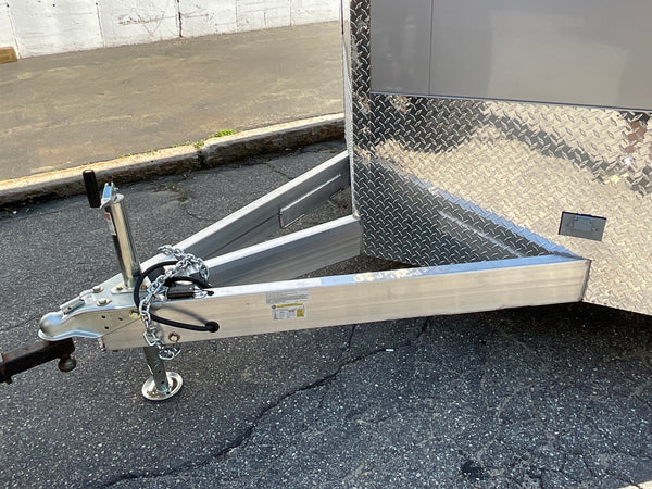 Enclosed Car Hauler Trailer 8.5'x20' V-Nose Silver Ramp Durabull Aluminum 9990 GVWR Elite Escape Door DuraBull Trailers
