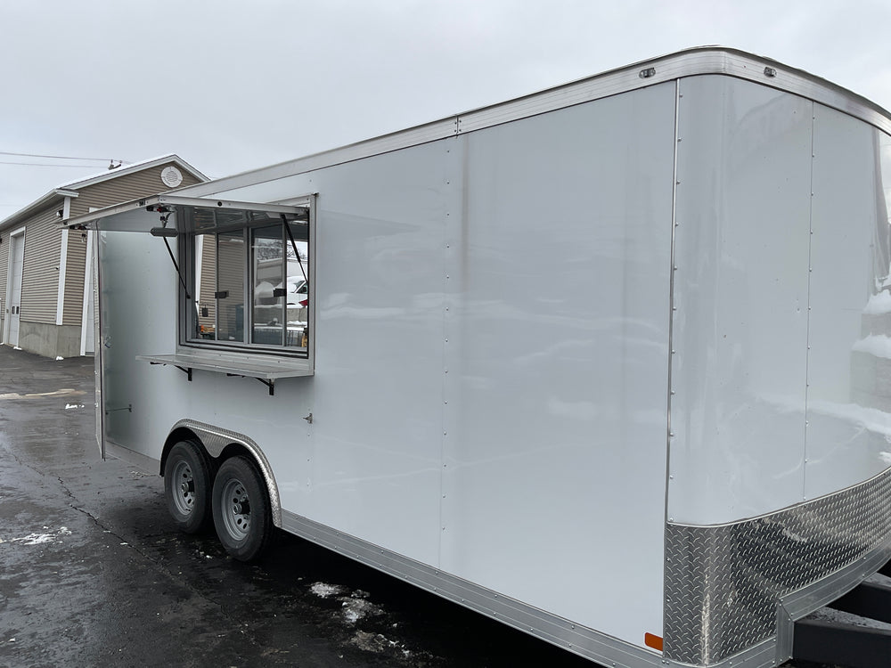 Covered Wagon 8.5X20 Concession Trailer White 10k GVWR