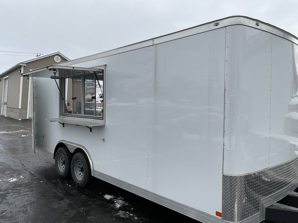 Covered Wagon 8.5X20 Concession Trailer White 10k GVWR