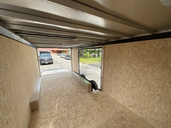 Enclosed Car Hauler Trailer 8.5'x20' V-Nose Blackout Ramp Durabull Aluminum 9990 GVWR Elite Escape Door DuraBull Trailers