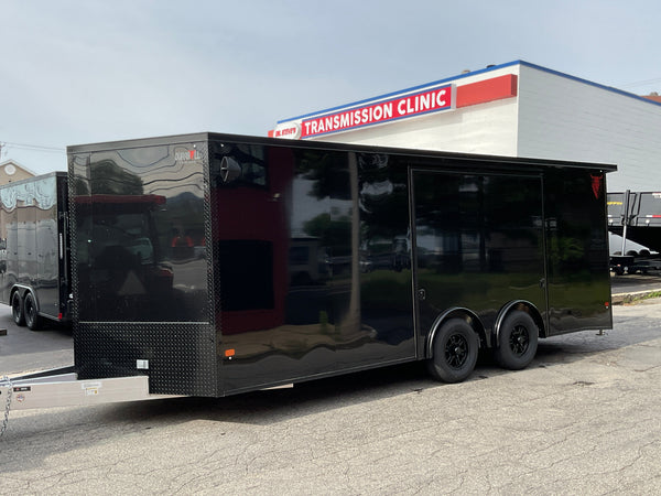 Enclosed Car Hauler Trailer 8.5'x20' V-Nose Blackout Ramp Durabull Aluminum 9990 GVWR Elite Escape Door DuraBull Trailers