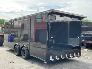 Enclosed Car Hauler Trailer 8.5'x20' V-Nose Blackout Ramp Durabull Aluminum 9990 GVWR Elite Escape Door DuraBull Trailers