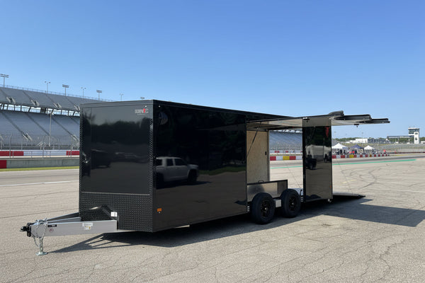 Enclosed Car Hauler Trailer 8.5'x20' V-Nose Blackout Ramp Durabull Aluminum 9990 GVWR Elite Escape Door DuraBull Trailers
