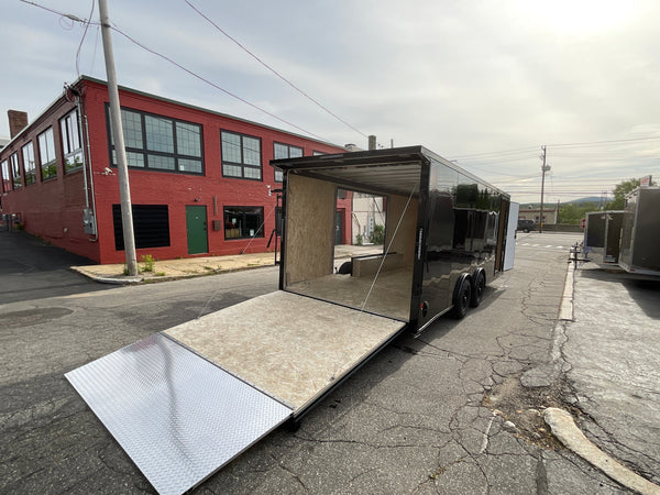 Enclosed Car Hauler Trailer 8.5'x20' V-Nose Blackout Ramp Durabull Aluminum 9990 GVWR Elite Escape Door DuraBull Trailers