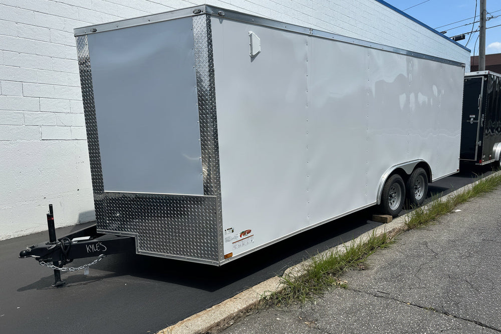 Panther Cargo Enclosed Car Trailer 8.5'x20' 7k Ramp Door White Panther Cargo Trailers