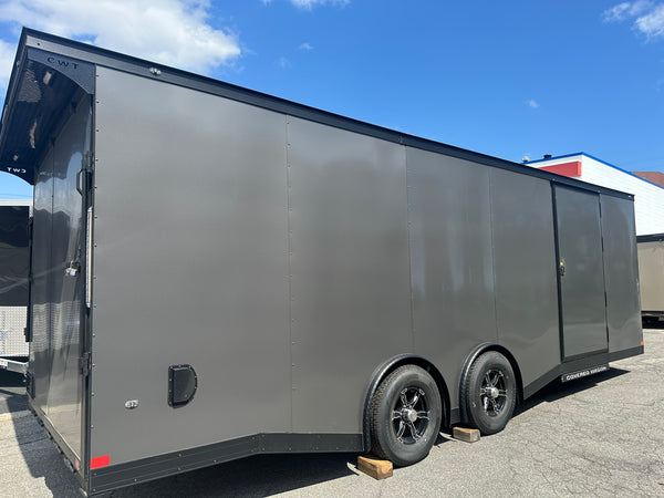 Enclosed Car Hauler Trailer 8.5'x24'+2'V Charcoal BLACK OUT